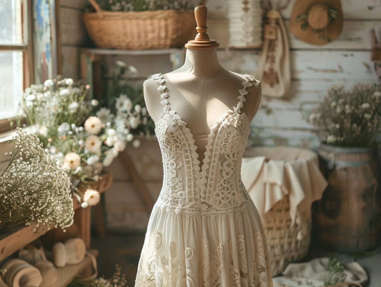 robe de mariée gitane en dentelle : tendances et styles pour un mariage bohème -  robe de mariée  et  dentelle