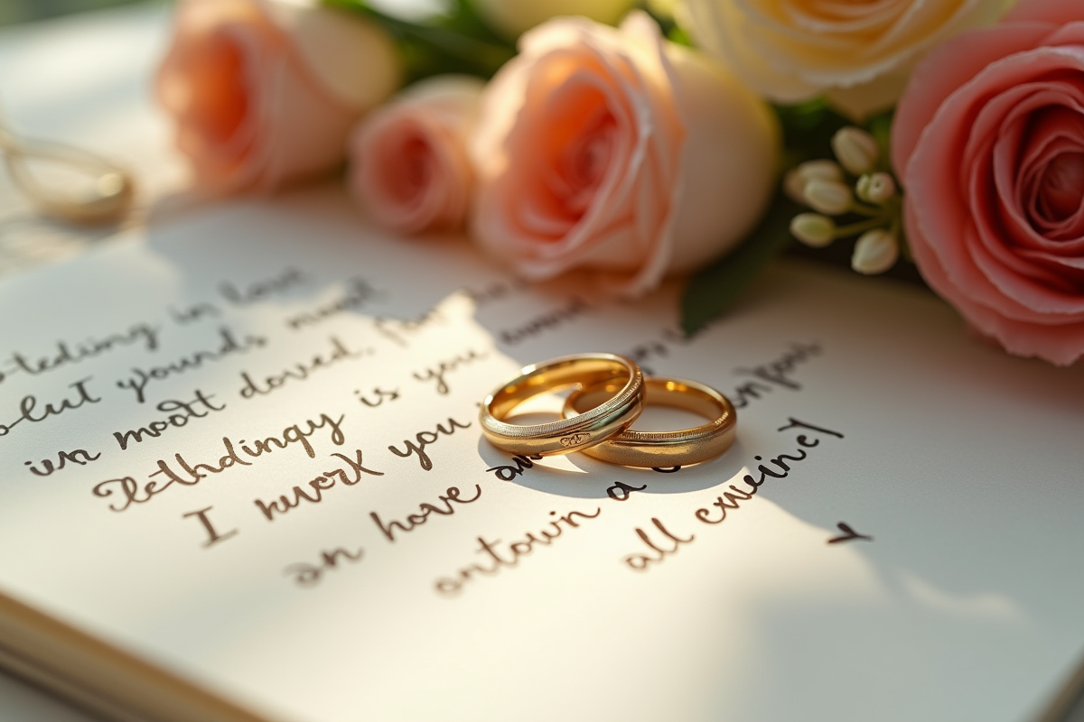 Alliances de mariage sur une lettre d