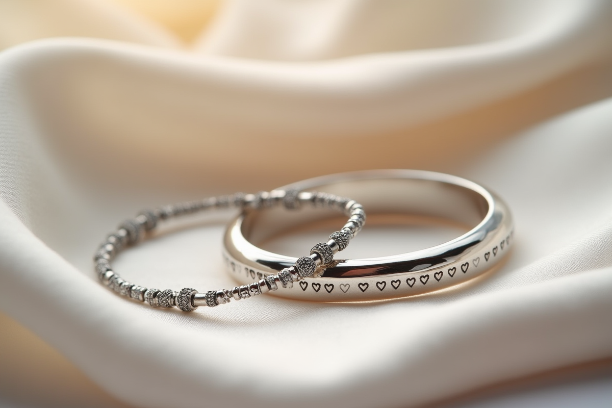 Bijoux en argent avec cœurs gravés pour célébrer onze ans