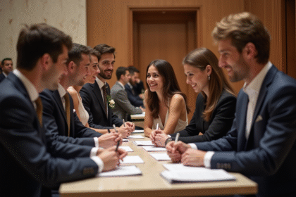 Cérémonie de mariage civil en mairie moderne élégante