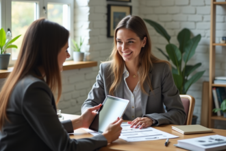 Femme en conseil photo dans un studio lumineux