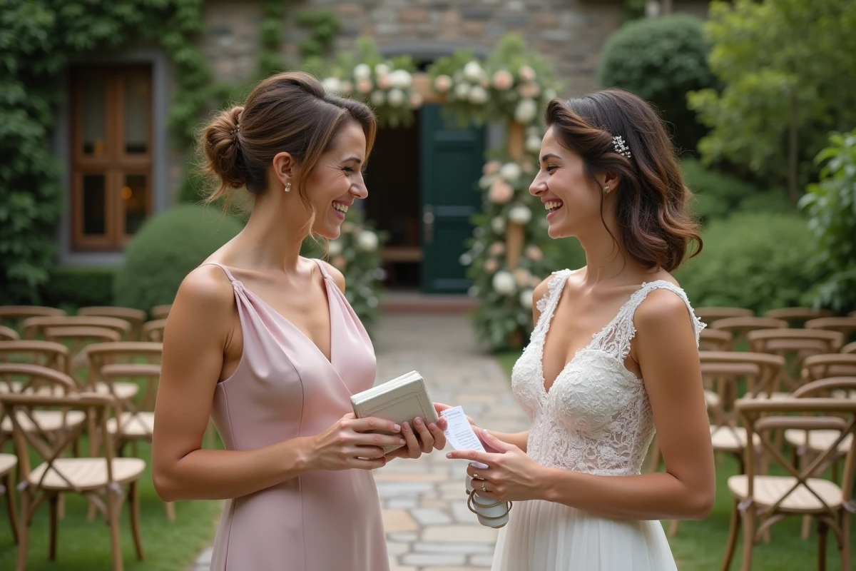 Femme élégante discutant avec la mariée à l