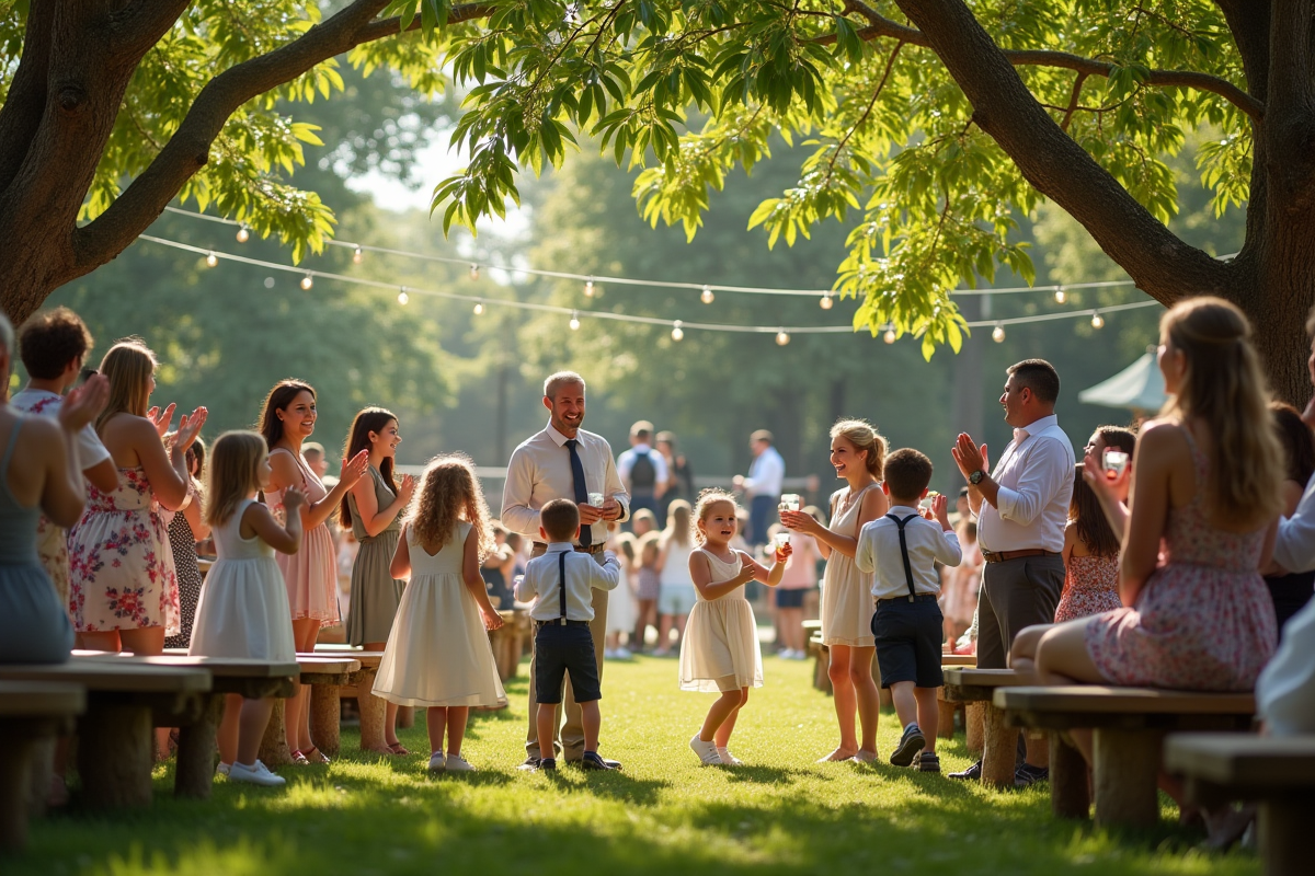 Invites divers dans un jardin lors d