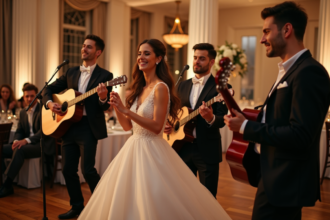 Mariage élégant avec groupe live et couple dansant