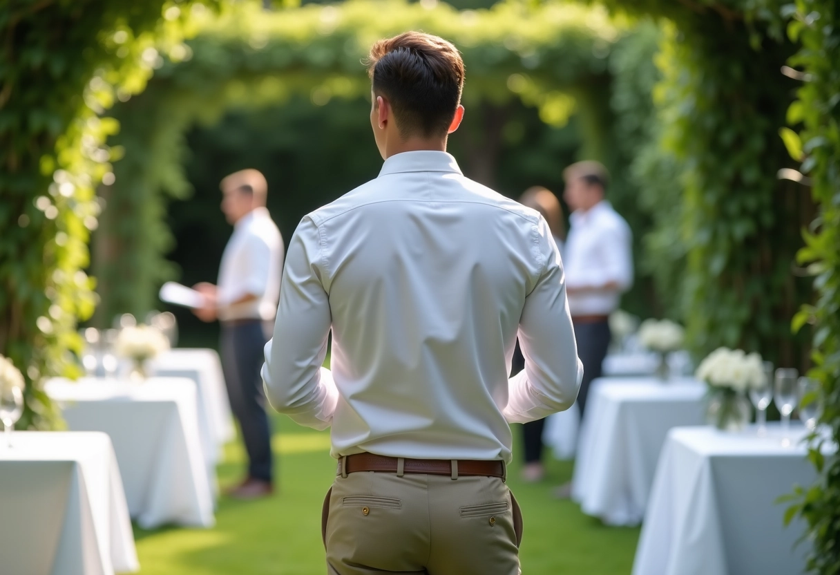 Planificateur de mariage dans un jardin avec décoration élégante